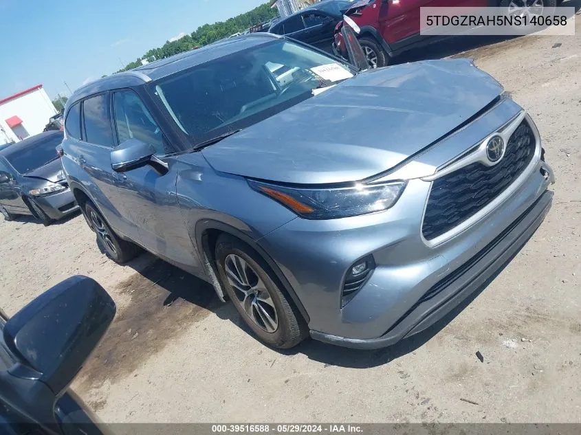 2022 Toyota Highlander Xle VIN: 5TDGZRAH5NS140658 Lot: 39516588