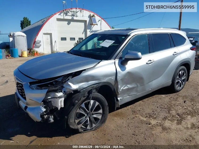 2022 Toyota Highlander Hybrid Xle VIN: 5TDHBRCH6NS559995 Lot: 39646329