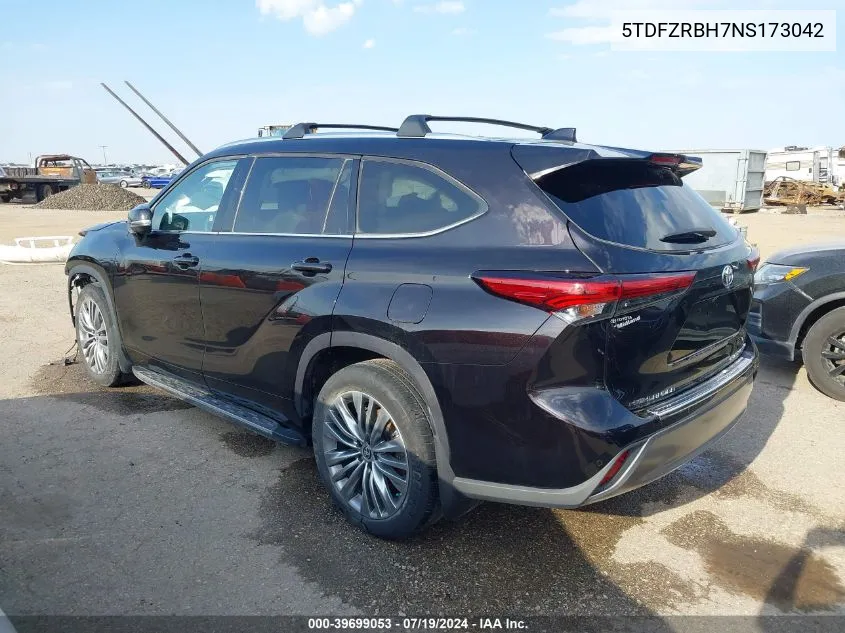 2022 Toyota Highlander Platinum VIN: 5TDFZRBH7NS173042 Lot: 39699053