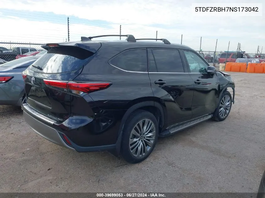 2022 Toyota Highlander Platinum VIN: 5TDFZRBH7NS173042 Lot: 39699053