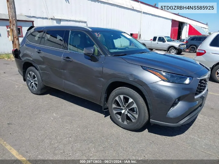 2022 Toyota Highlander Xle VIN: 5TDGZRBH4NS585925 Lot: 39713633