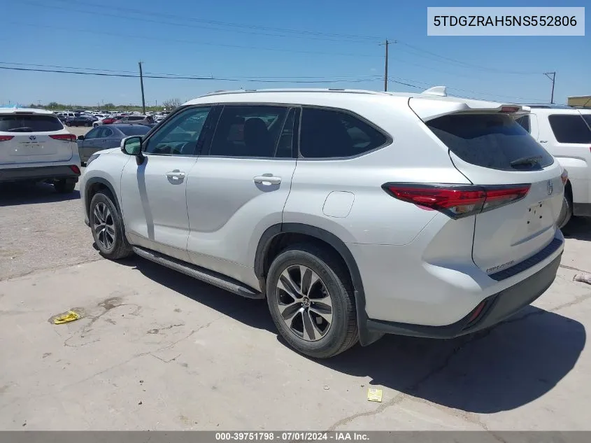 2022 Toyota Highlander Xle VIN: 5TDGZRAH5NS552806 Lot: 39751798