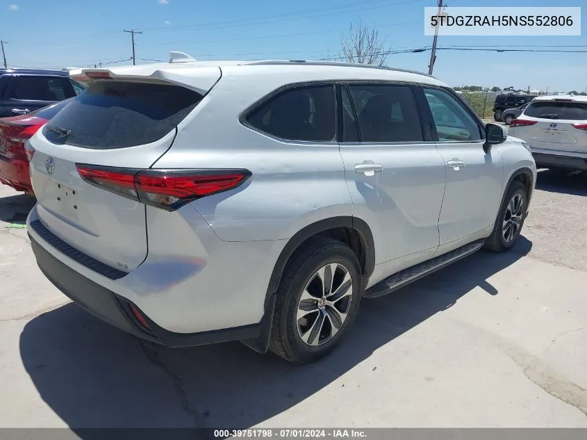 2022 Toyota Highlander Xle VIN: 5TDGZRAH5NS552806 Lot: 39751798