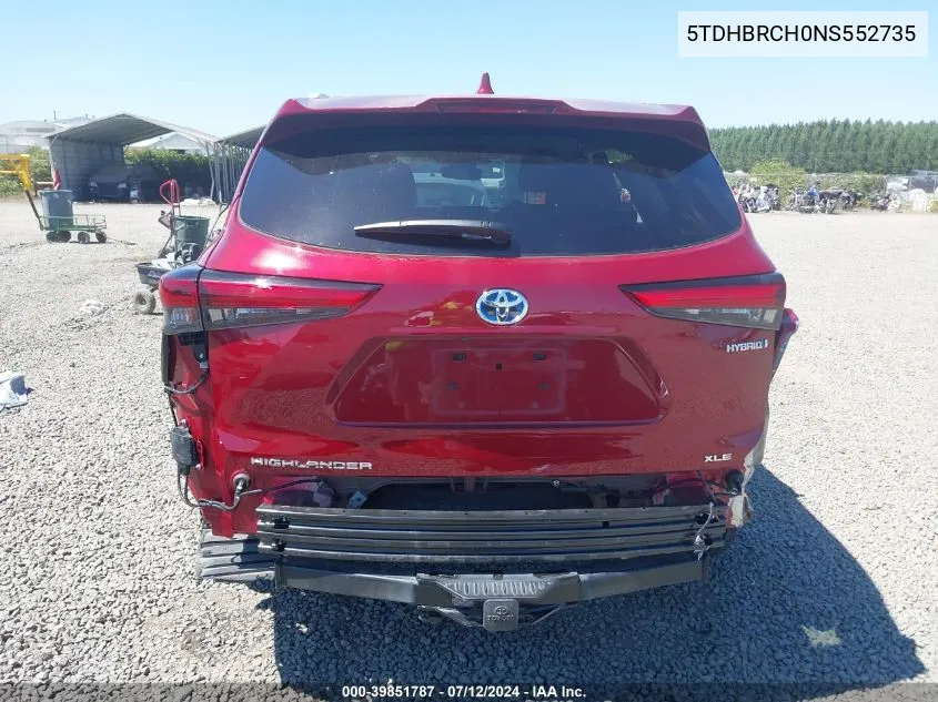 5TDHBRCH0NS552735 2022 Toyota Highlander Hybrid Xle