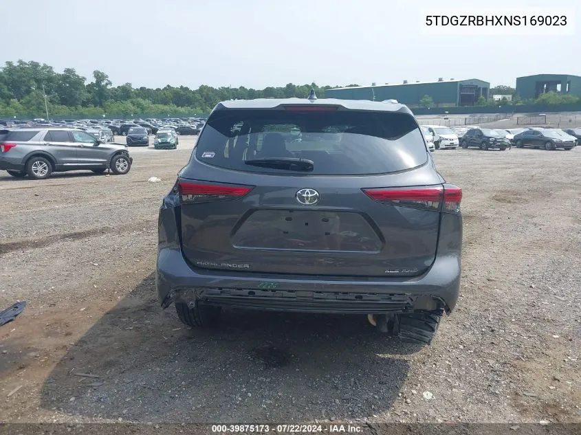 2022 Toyota Highlander Xle VIN: 5TDGZRBHXNS169023 Lot: 39875173