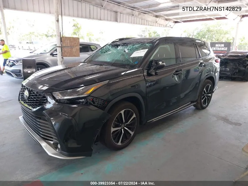 2022 Toyota Highlander Xse VIN: 5TDLZRAH7NS142829 Lot: 39923354