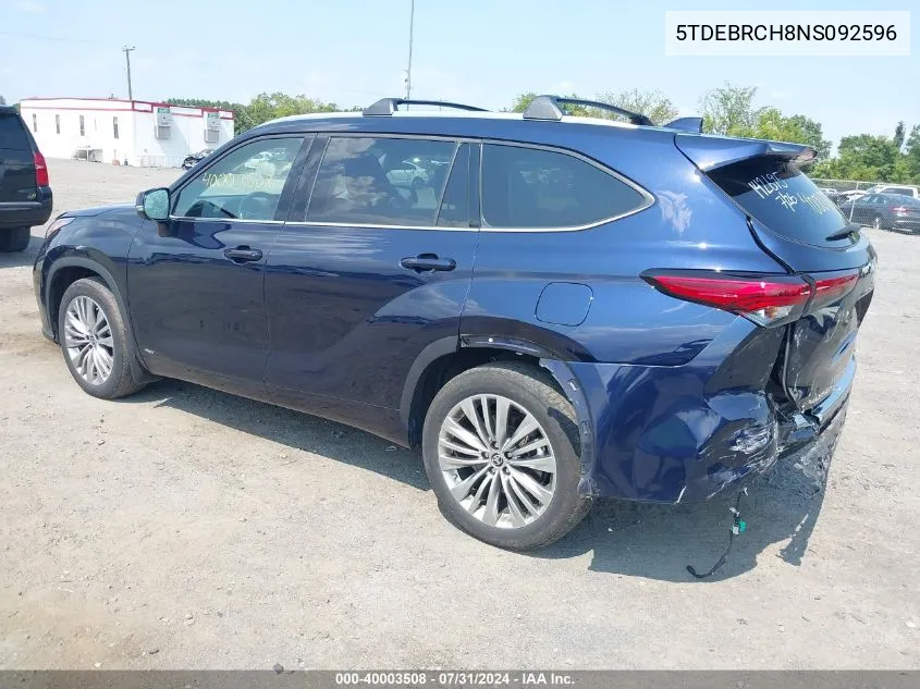 5TDEBRCH8NS092596 2022 Toyota Highlander Hybrid Platinum