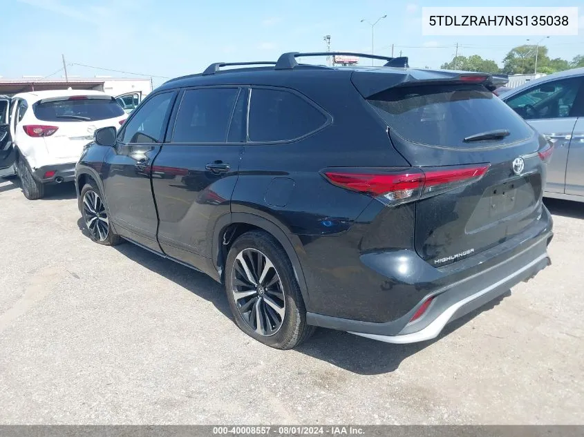 5TDLZRAH7NS135038 2022 Toyota Highlander Xse