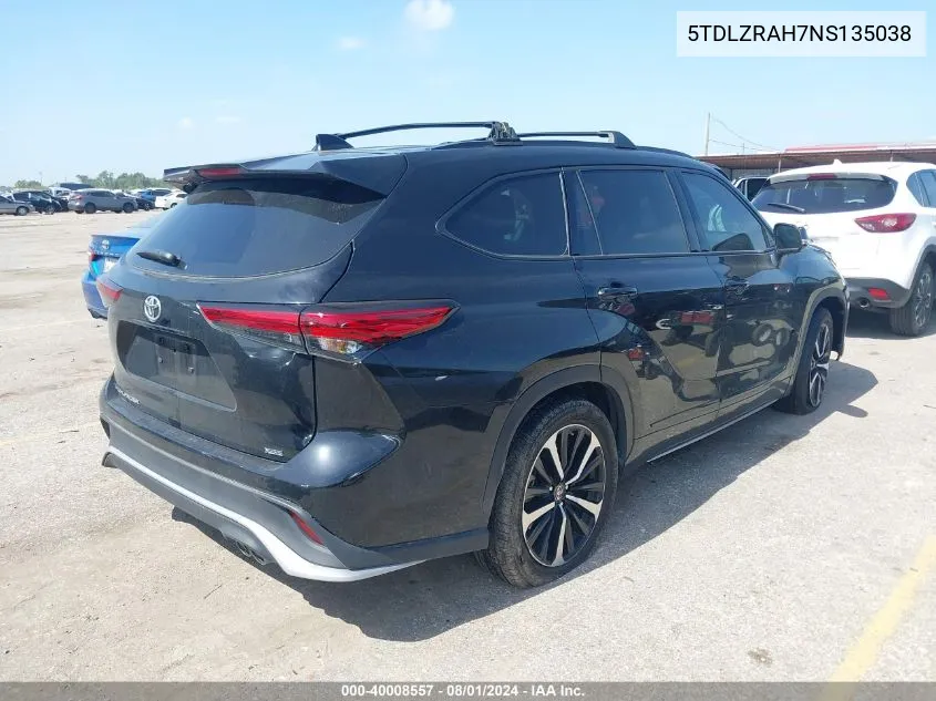 5TDLZRAH7NS135038 2022 Toyota Highlander Xse