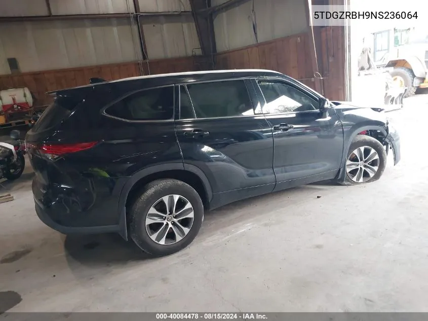 2022 Toyota Highlander Xle VIN: 5TDGZRBH9NS236064 Lot: 40084478