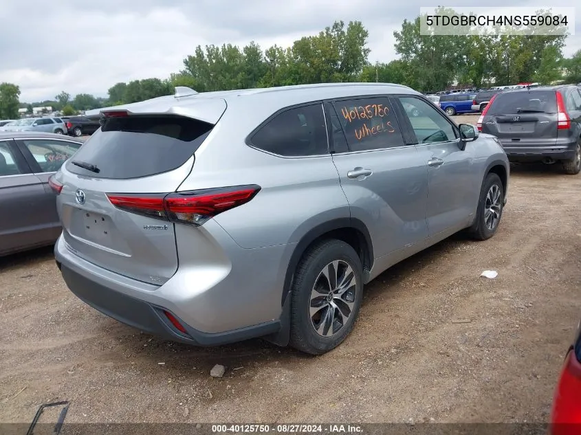 5TDGBRCH4NS559084 2022 Toyota Highlander Hybrid Xle