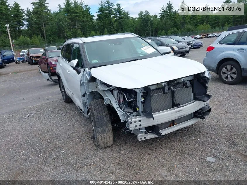 2022 Toyota Highlander Xle VIN: 5TDGZRBH2NS178976 Lot: 40142425