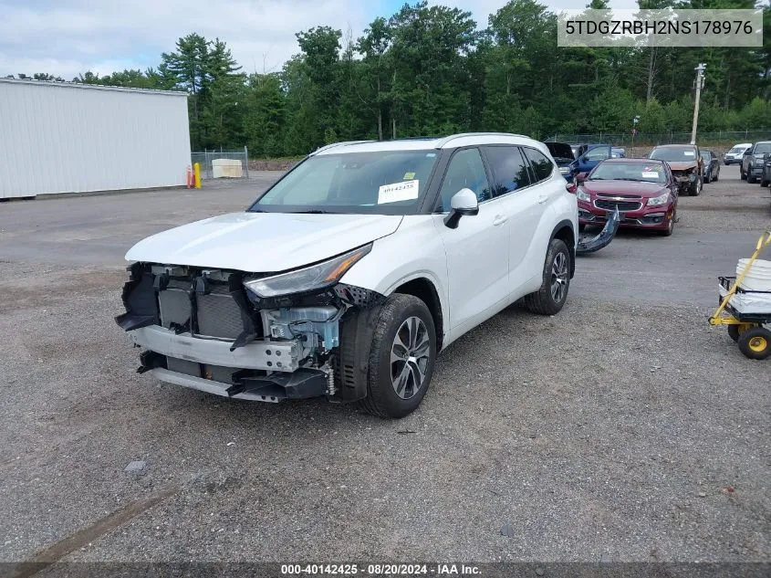 2022 Toyota Highlander Xle VIN: 5TDGZRBH2NS178976 Lot: 40142425