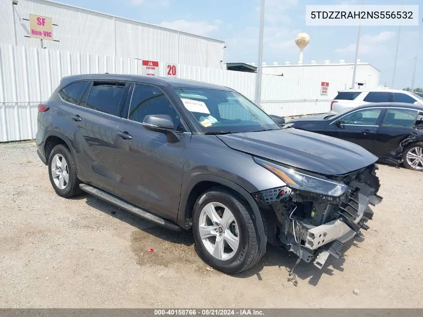 2022 Toyota Highlander L/Le VIN: 5TDZZRAH2NS556532 Lot: 40158766