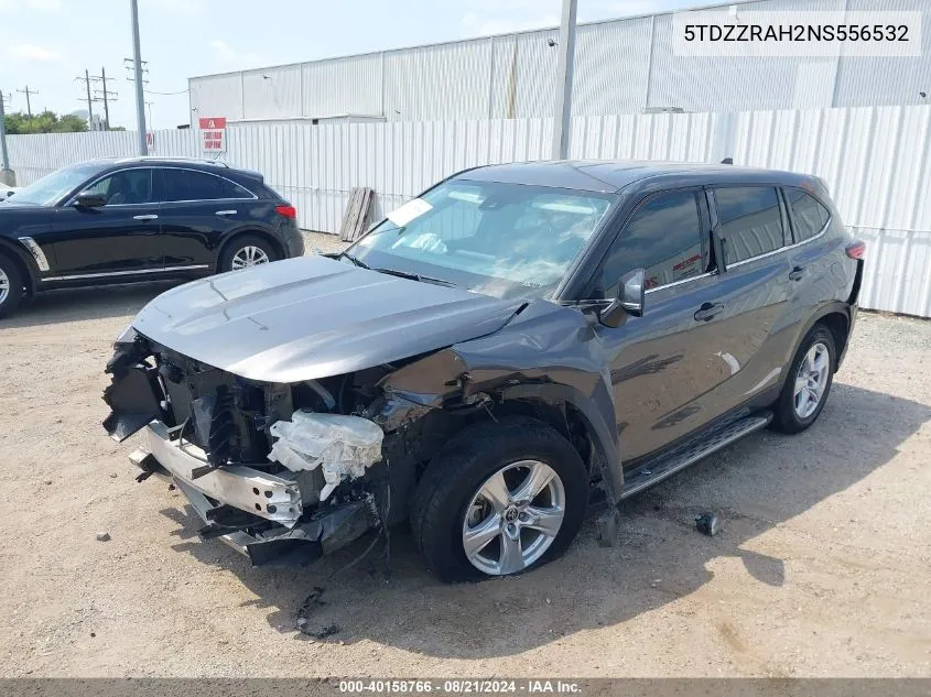 2022 Toyota Highlander L/Le VIN: 5TDZZRAH2NS556532 Lot: 40158766