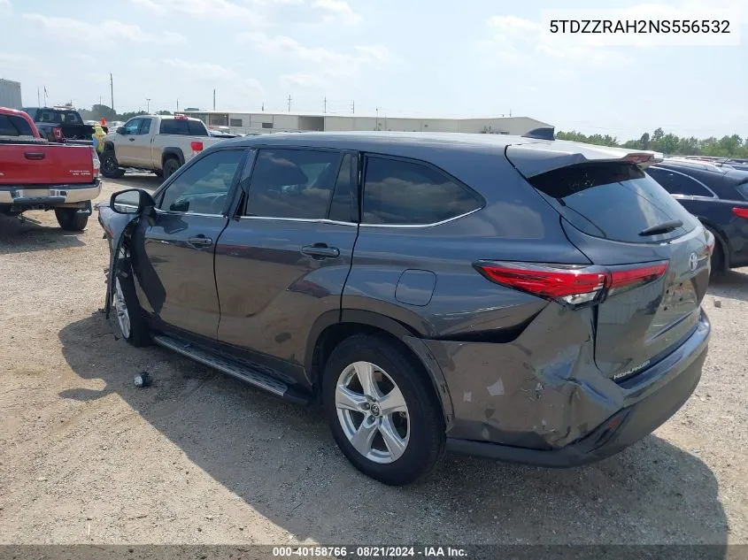 2022 Toyota Highlander L/Le VIN: 5TDZZRAH2NS556532 Lot: 40158766