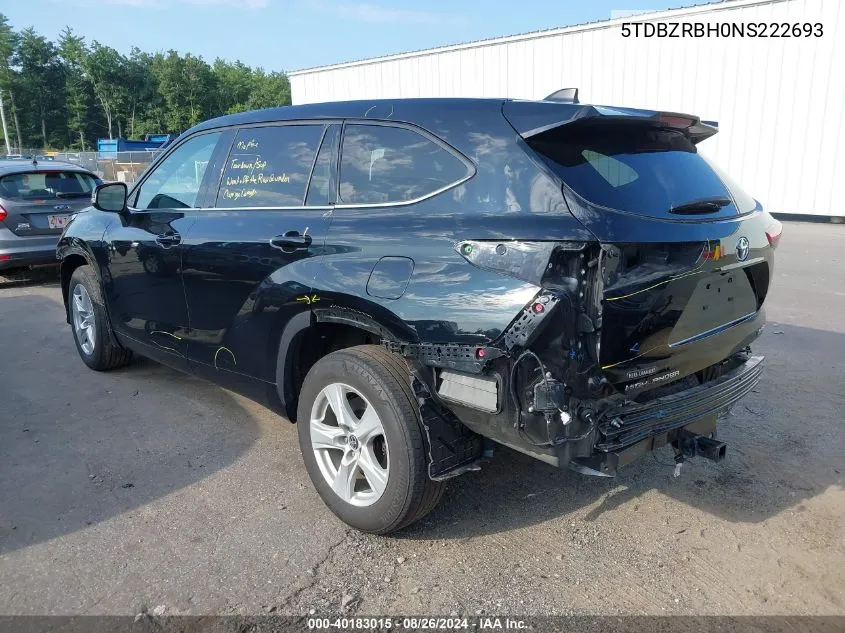 5TDBZRBH0NS222693 2022 Toyota Highlander Le