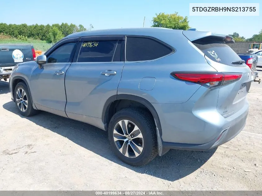 2022 Toyota Highlander Xle VIN: 5TDGZRBH9NS213755 Lot: 40199634