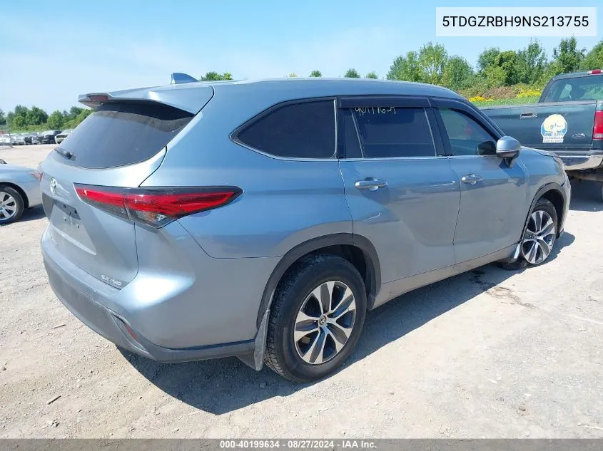 2022 Toyota Highlander Xle VIN: 5TDGZRBH9NS213755 Lot: 40199634