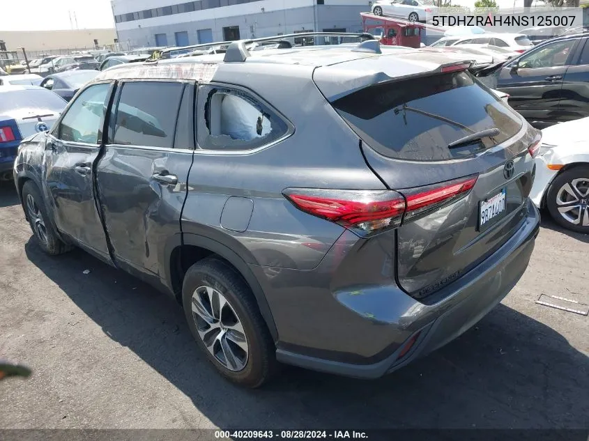 2022 Toyota Highlander Xle VIN: 5TDHZRAH4NS125007 Lot: 40209643