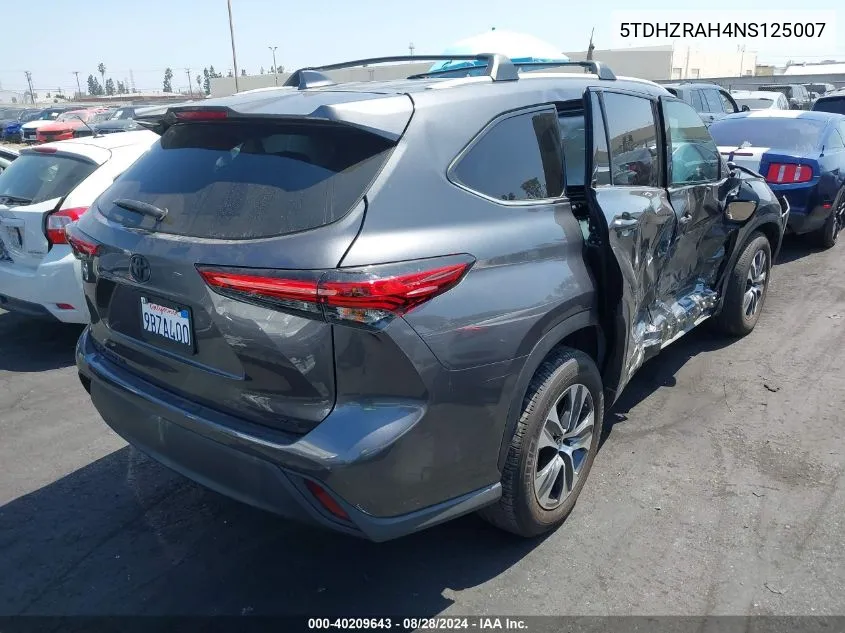 2022 Toyota Highlander Xle VIN: 5TDHZRAH4NS125007 Lot: 40209643