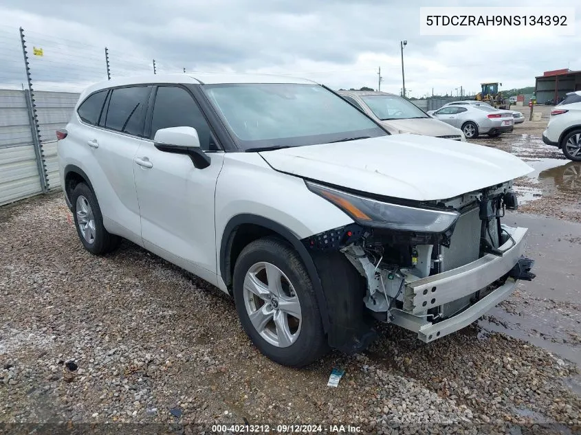 2022 Toyota Highlander L VIN: 5TDCZRAH9NS134392 Lot: 40213212