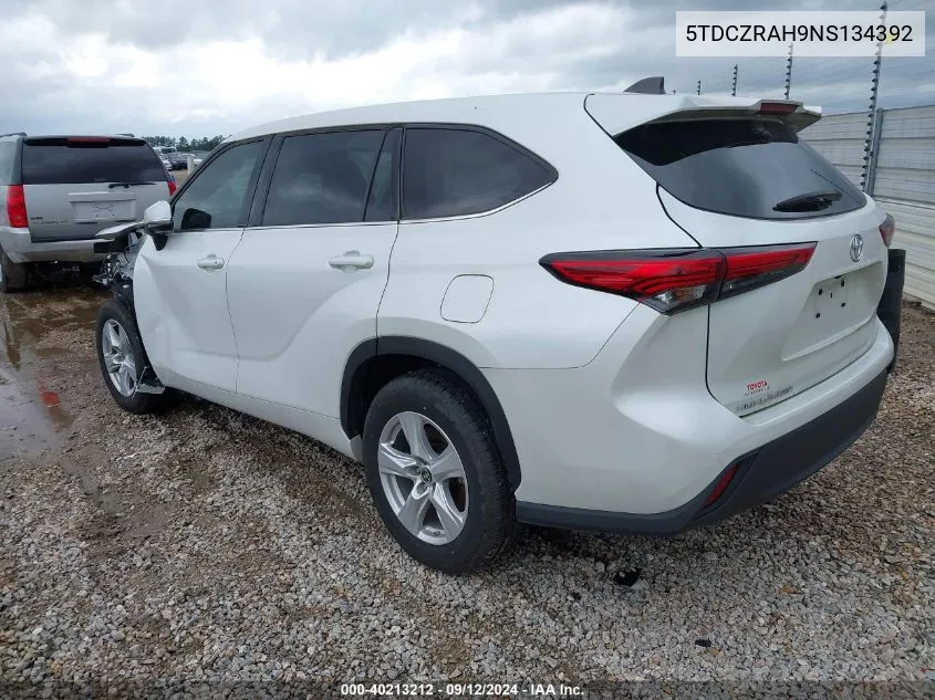 2022 Toyota Highlander L VIN: 5TDCZRAH9NS134392 Lot: 40213212