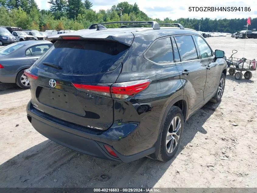 2022 Toyota Highlander Xle VIN: 5TDGZRBH4NS594186 Lot: 40216683