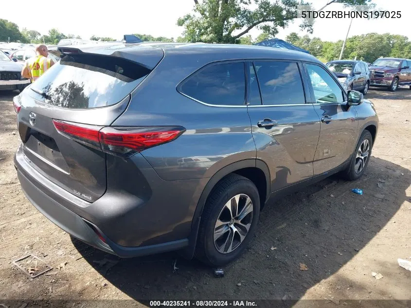 2022 Toyota Highlander Xle VIN: 5TDGZRBH0NS197025 Lot: 40235241