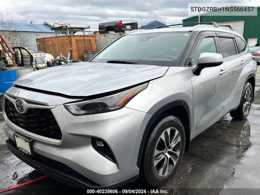 2022 Toyota Highlander Xle VIN: 5TDGZRBH1NS566457 Lot: 40235606