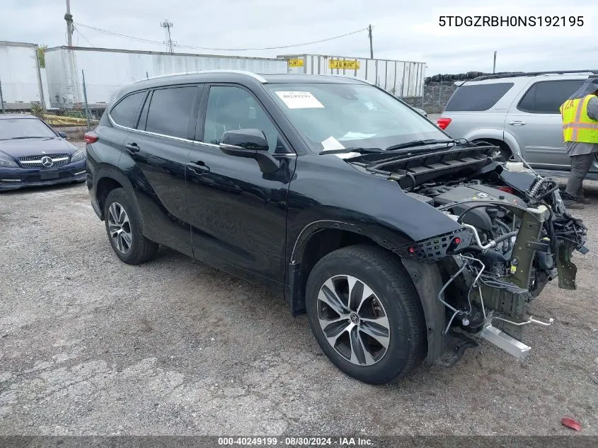 5TDGZRBH0NS192195 2022 Toyota Highlander Xle