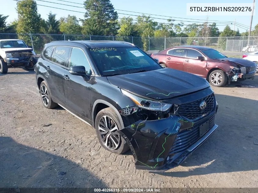 2022 Toyota Highlander Xse VIN: 5TDLZRBH1NS209276 Lot: 40266315