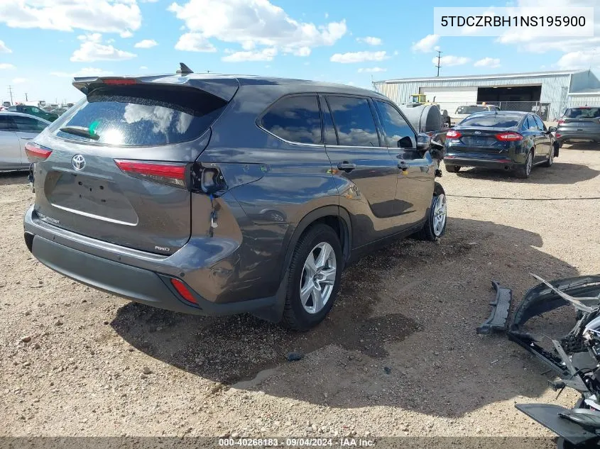 2022 Toyota Highlander L VIN: 5TDCZRBH1NS195900 Lot: 40268183