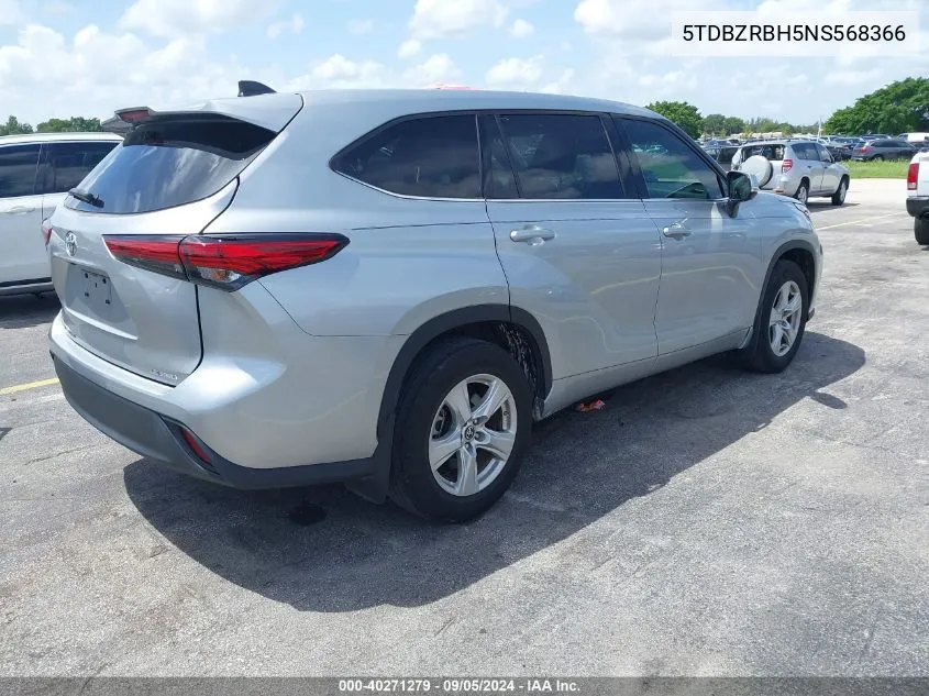 5TDBZRBH5NS568366 2022 Toyota Highlander L/Le