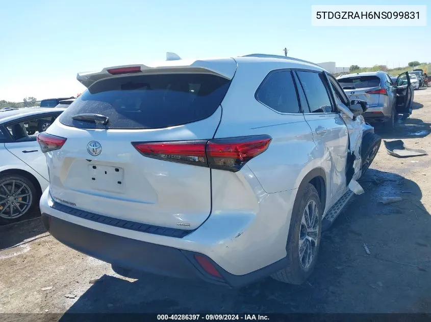 2022 Toyota Highlander Xle VIN: 5TDGZRAH6NS099831 Lot: 40286397