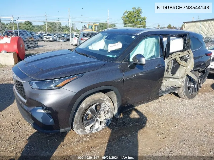 2022 Toyota Highlander Hybrid Xle VIN: 5TDGBRCH7NS544143 Lot: 40291947