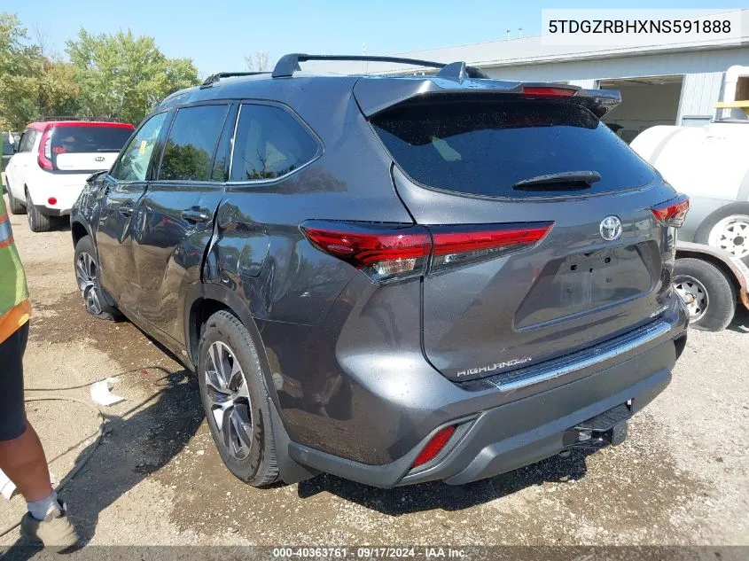 2022 Toyota Highlander Xle VIN: 5TDGZRBHXNS591888 Lot: 40363761