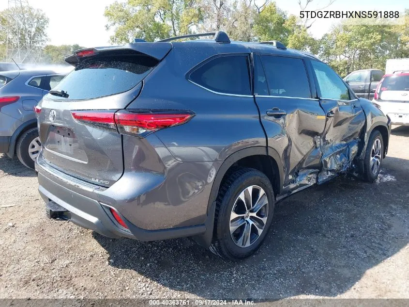 2022 Toyota Highlander Xle VIN: 5TDGZRBHXNS591888 Lot: 40363761