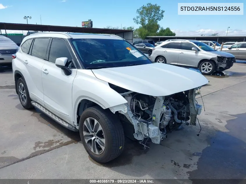 2022 Toyota Highlander Xle VIN: 5TDGZRAH5NS124556 Lot: 40385179