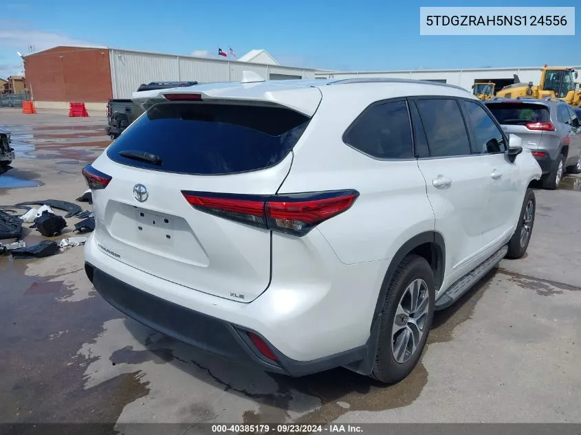 2022 Toyota Highlander Xle VIN: 5TDGZRAH5NS124556 Lot: 40385179