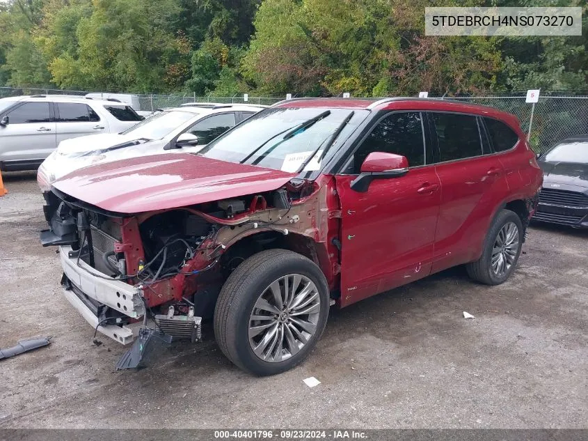 2022 Toyota Highlander Hybrid Platinum VIN: 5TDEBRCH4NS073270 Lot: 40401796