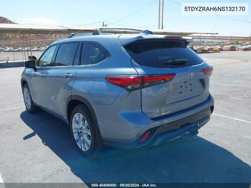 2022 Toyota Highlander Limited VIN: 5TDYZRAH6NS132170 Lot: 40406950