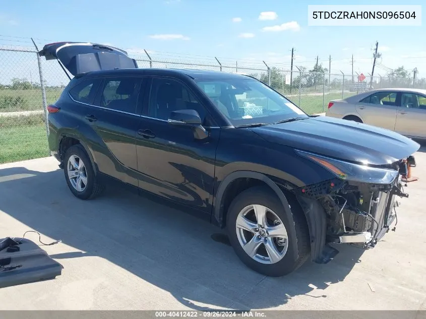 5TDCZRAH0NS096504 2022 Toyota Highlander L