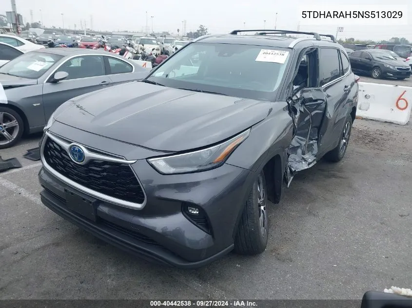 5TDHARAH5NS513029 2022 Toyota Highlander Hybrid Xle