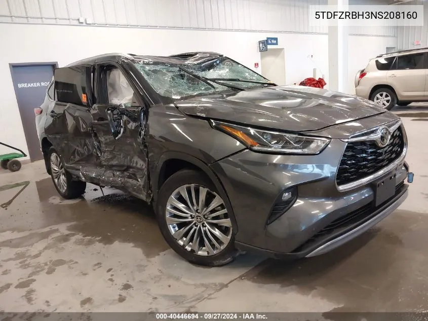 2022 Toyota Highlander Platinum VIN: 5TDFZRBH3NS208160 Lot: 40446694