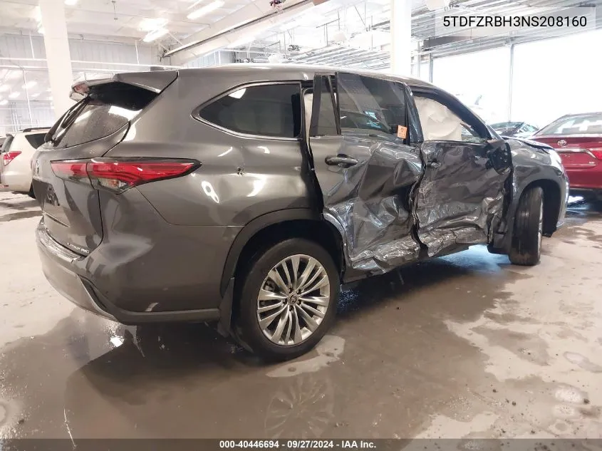 2022 Toyota Highlander Platinum VIN: 5TDFZRBH3NS208160 Lot: 40446694