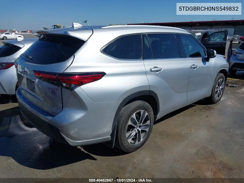 5TDGBRCH0NS549832 2022 Toyota Highlander Hybrid Xle