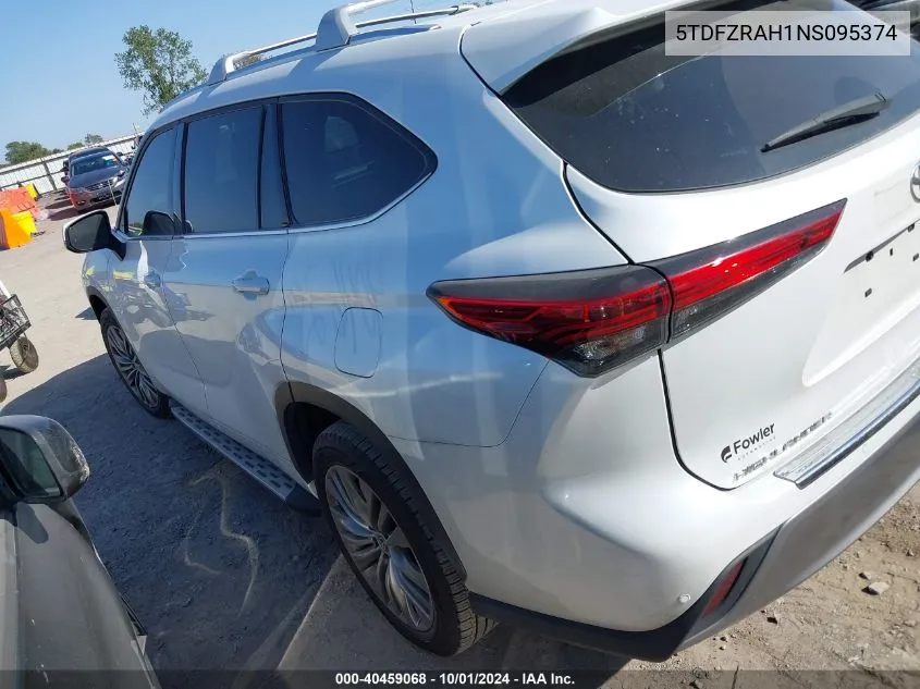 2022 Toyota Highlander Platinum VIN: 5TDFZRAH1NS095374 Lot: 40459068