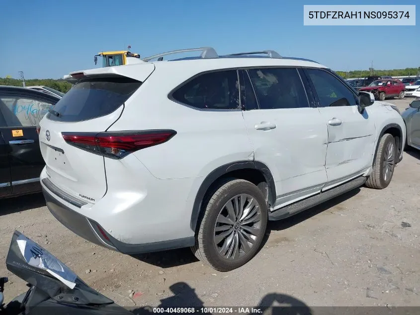 2022 Toyota Highlander Platinum VIN: 5TDFZRAH1NS095374 Lot: 40459068