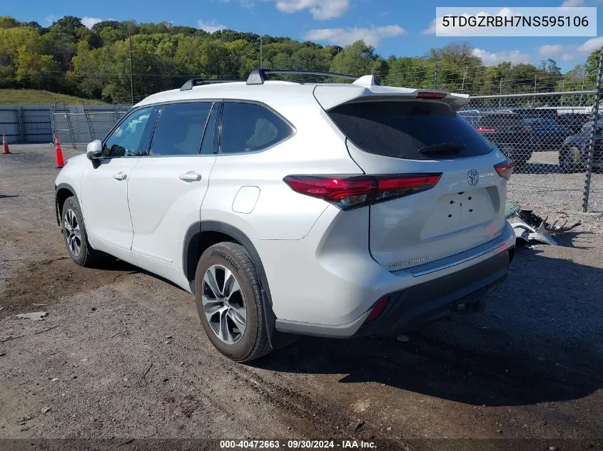 2022 Toyota Highlander Xle VIN: 5TDGZRBH7NS595106 Lot: 40472663